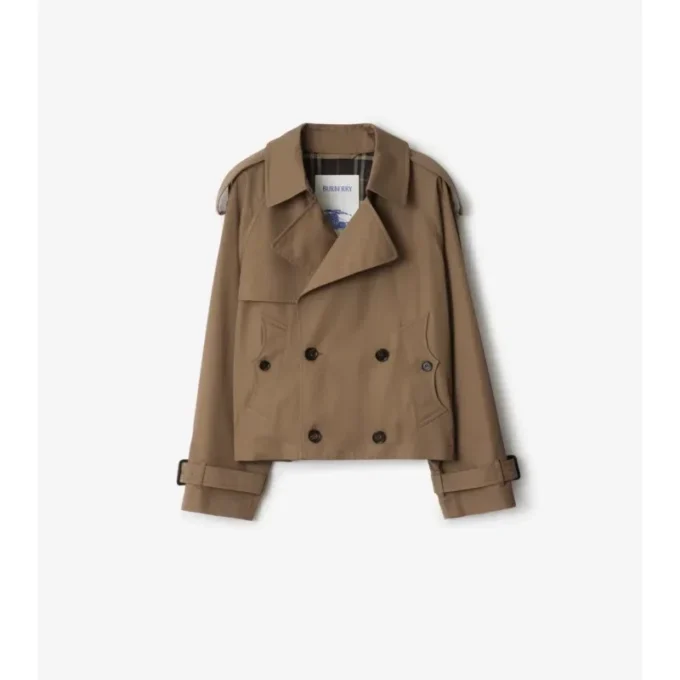 Kurze Gabardine-Trenchcoat-Jacke