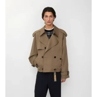 Kurze Gabardine-Trenchcoat-Jacke
