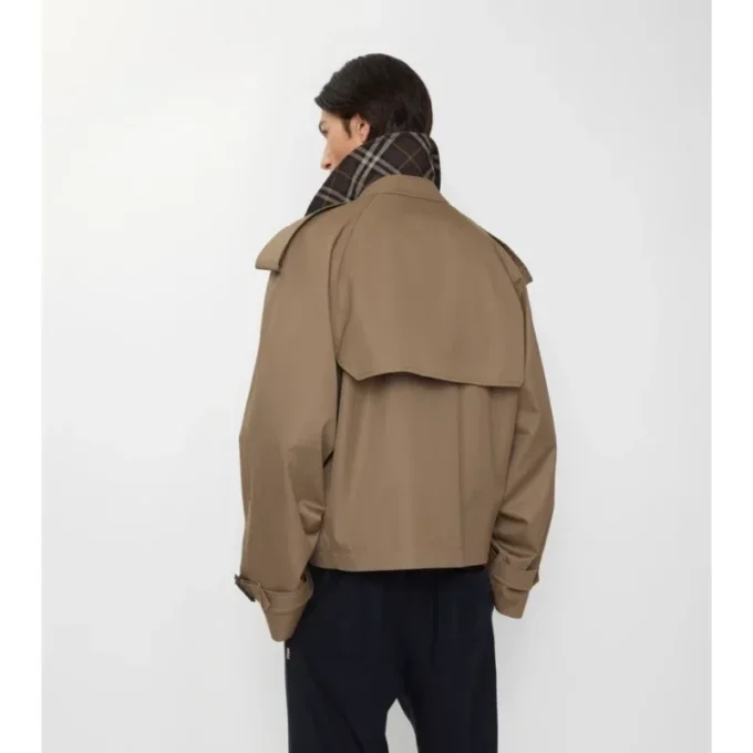 Kurze Gabardine-Trenchcoat-Jacke