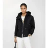 Kurze, gesteppte Nylon-Kapuzenjacke