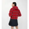 Kurze Kapuzenjacke aus Karofleece