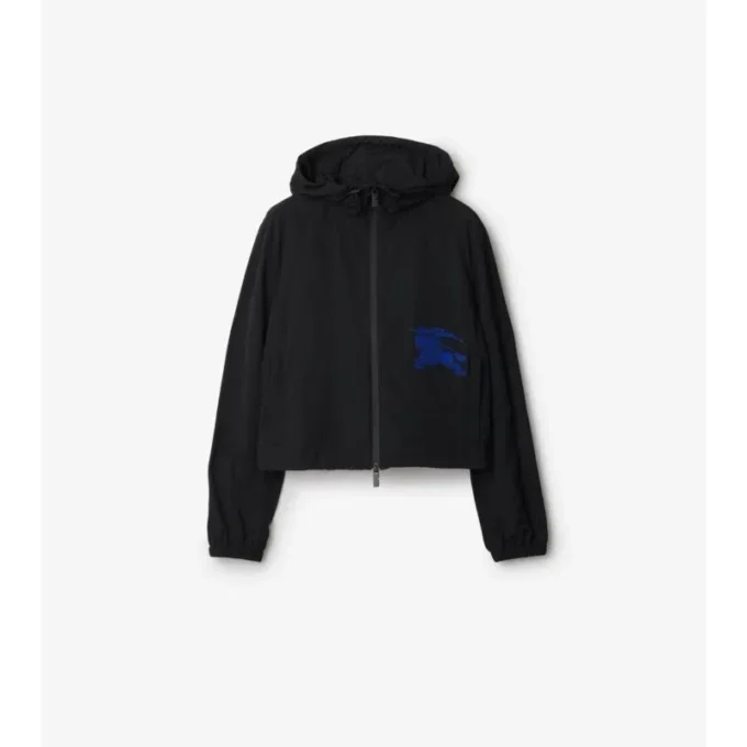 Kurze Nylon-Kapuzenjacke