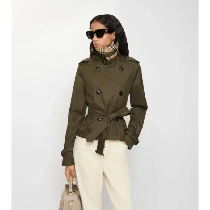 Kurze Trenchcoat-Jacke aus Tropical Gabardine