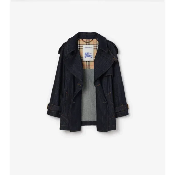 Kurzer Fitzrovia-Trench Coat aus Denim