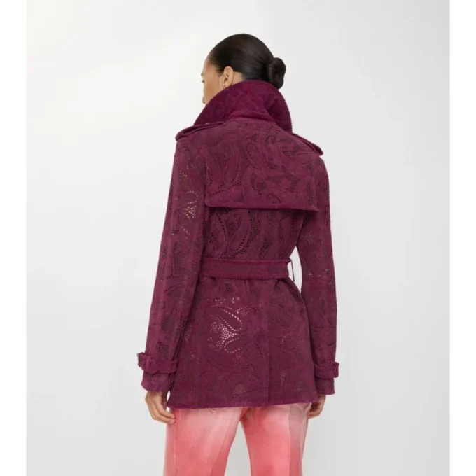 Kurzer Foxfield-Trench Coat aus Wildleder mit Paisley-Muster