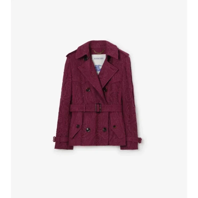 Kurzer Foxfield-Trenchcoat aus Paisley-Spitze