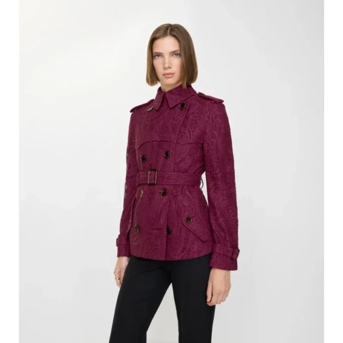 Kurzer Foxfield-Trenchcoat aus Paisley-Spitze