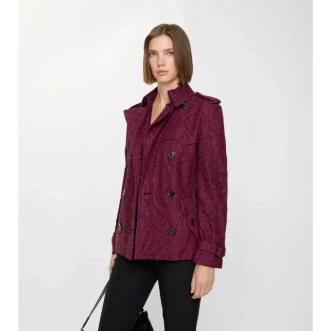 Kurzer Foxfield-Trenchcoat aus Paisley-Spitze