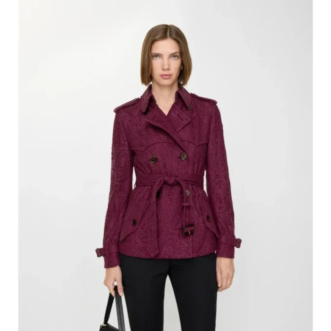 Kurzer Foxfield-Trenchcoat aus Paisley-Spitze