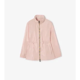 Kurzer Nylon-Parka mit Karomuster