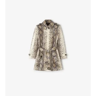 Kurzer Stonehaven-Car Coat aus beschichteter Baumwolle mit Python-Print