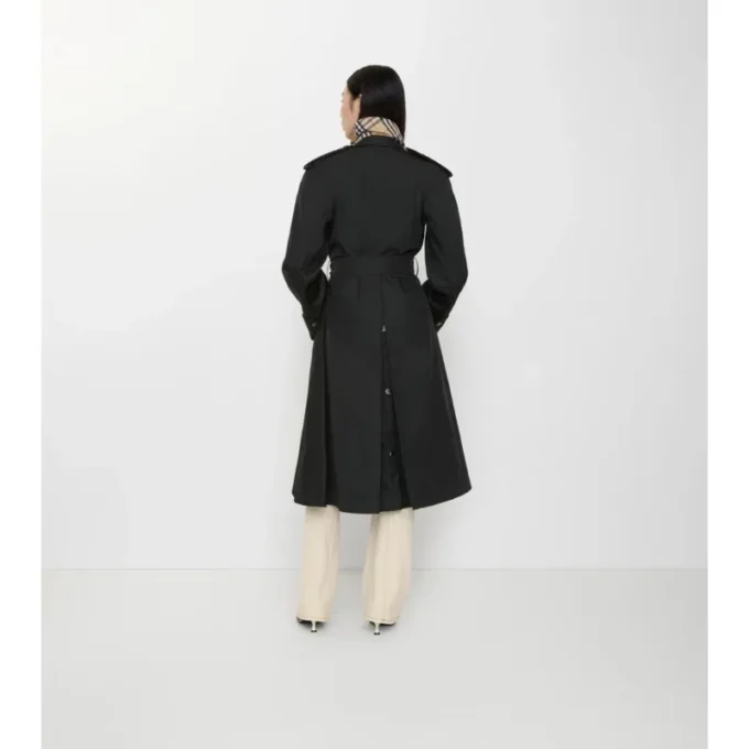 Langer Nylon-Car Coat mit Kapuze