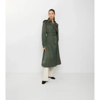 Langer Nylon-Trench Coat mit Kapuze