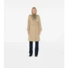 Langer Trench Coat aus Gabardine mit Karomuster und Kragen