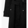Langer Trench Coat aus Gabardine mit Karomuster und Kragen