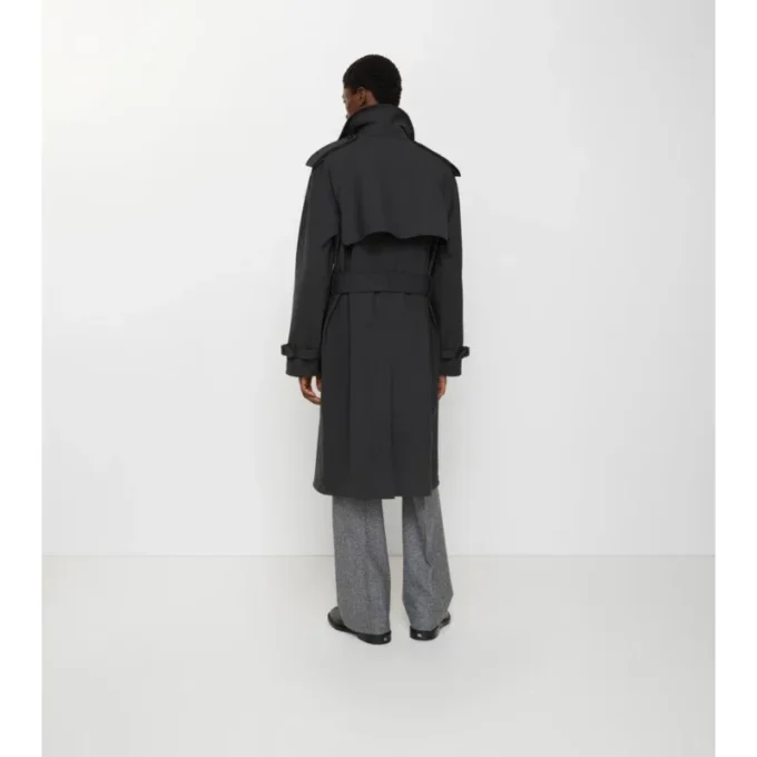 Langer Trench Coat aus gebondeter Stretchwolle