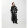 Langer Trench Coat aus geprägtem Leder