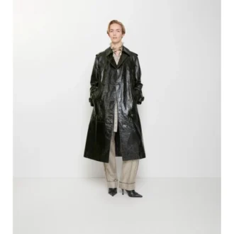 Langer Trench Coat aus geprägtem Leder