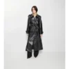 Langer Trench Coat aus geprägtem Leder