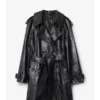 Langer Trench Coat aus geprägtem Leder