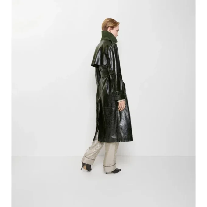Langer Trench Coat aus geprägtem Leder