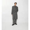 Langer Trench Coat aus Wolle mit Fischgrätenmuster