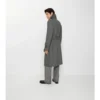 Langer Trench Coat aus Wolle mit Fischgrätenmuster
