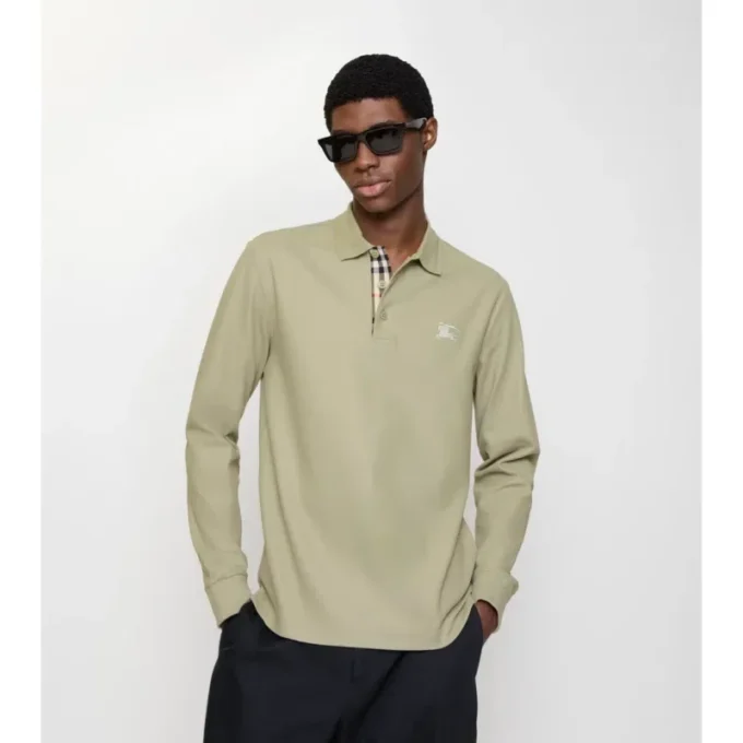 Langärmliges Baumwoll-Poloshirt