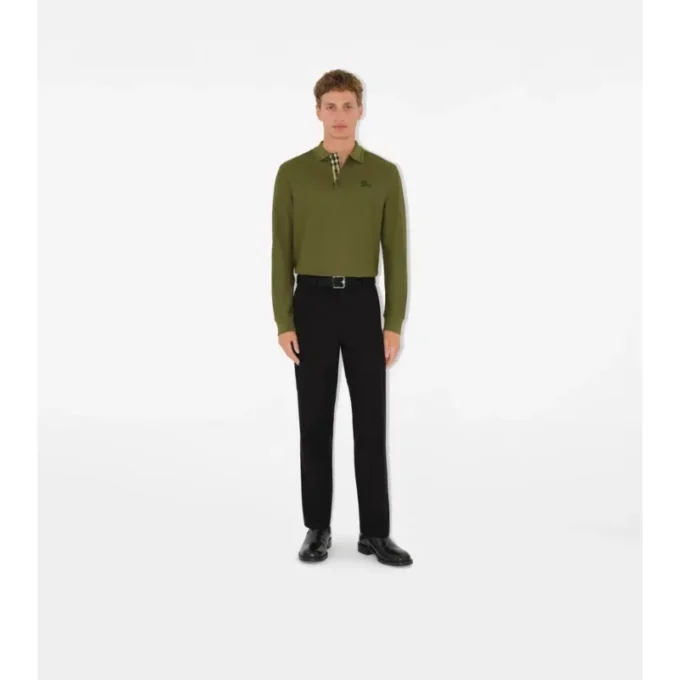 Langärmliges Baumwoll-Poloshirt