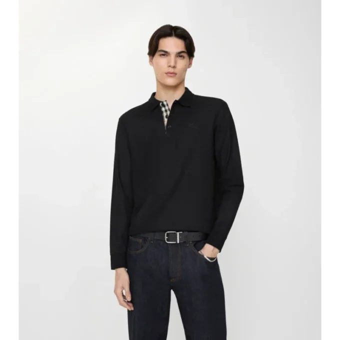 Langärmliges Baumwoll-Poloshirt