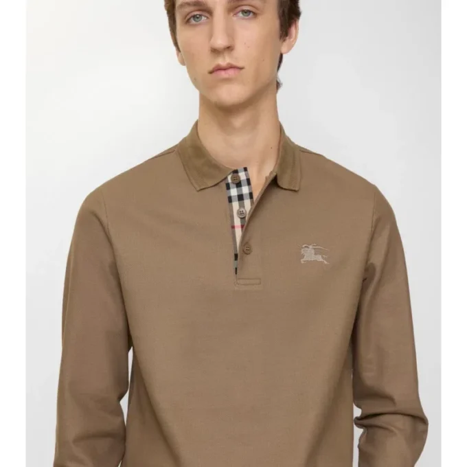 Langärmliges Baumwoll-Poloshirt