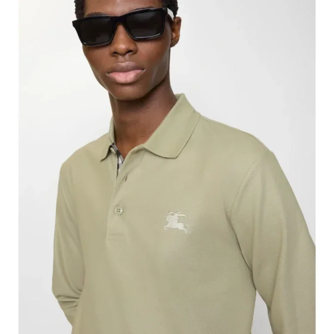 Langärmliges Baumwoll-Poloshirt