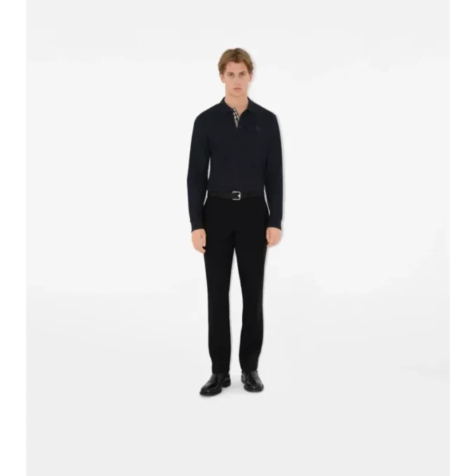Langärmliges Baumwoll-Poloshirt