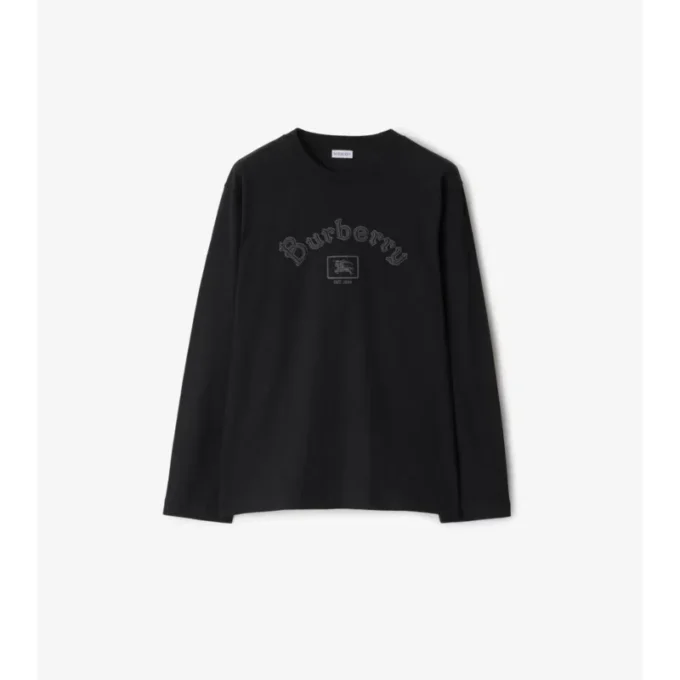 Langärmliges Gothic-Logo-T-Shirt aus Baumwolle