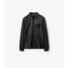 Leder-Overshirt mit kursivem Logo