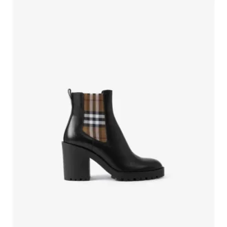Leder-Stiefel mit Karomuster