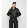 Lederjacke mit kursivem Logo