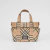 Logo-Applikation Vintage Check E-Canvas-Tragetasche