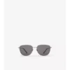 Metallic-Karierte Sonnenbrille mit quadratischem Rahmen