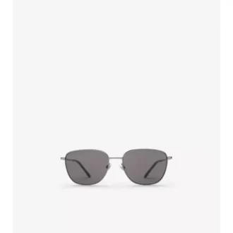 Metallic-Karierte Sonnenbrille mit quadratischem Rahmen