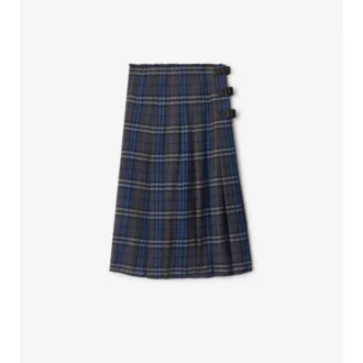 Midi-Kilt aus Wolle mit Karomuster