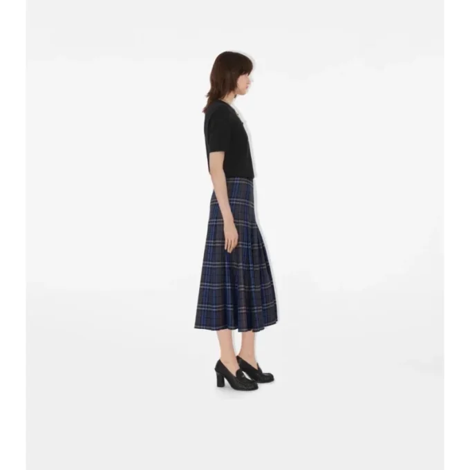 Midi-Kilt aus Wolle mit Karomuster