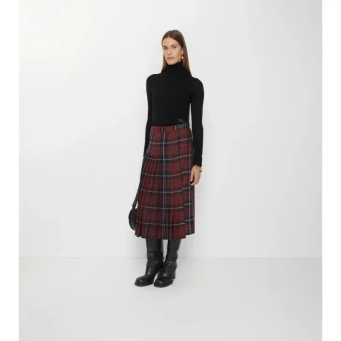 Midi-Kilt aus Wollmischung mit Karomuster