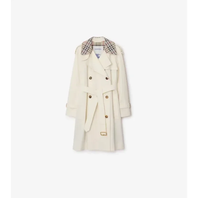 Mittellanger Castleford-Trenchcoat mit Karomuster am Kragen