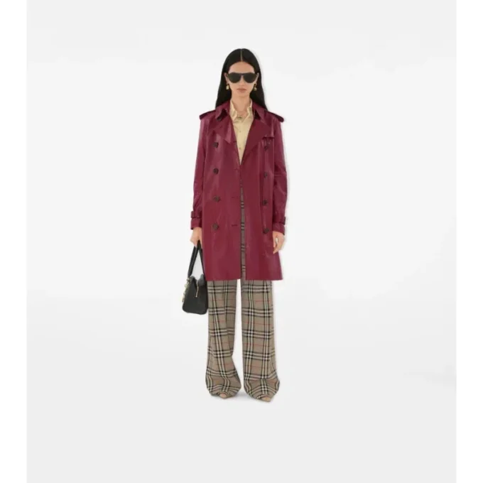 Mittellanger Kensington-Trenchcoat aus Leder