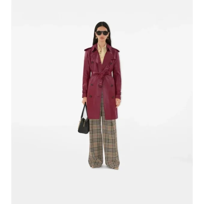 Mittellanger Kensington-Trenchcoat aus Leder