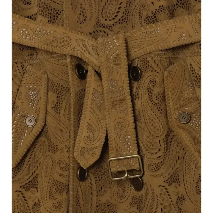 Mittellanger Lawshall-Trench Coat aus Paisley-Wildleder