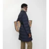 Mittellanger Nylon-Daunenmantel mit Kapuze