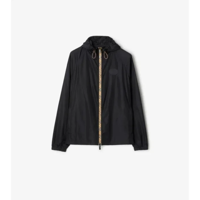 Nylon-Kapuzenjacke mit Karoband