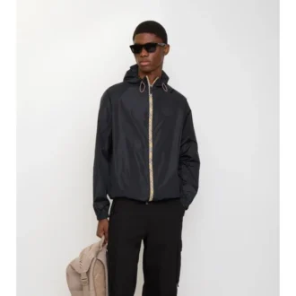 Nylon-Kapuzenjacke mit Karoband